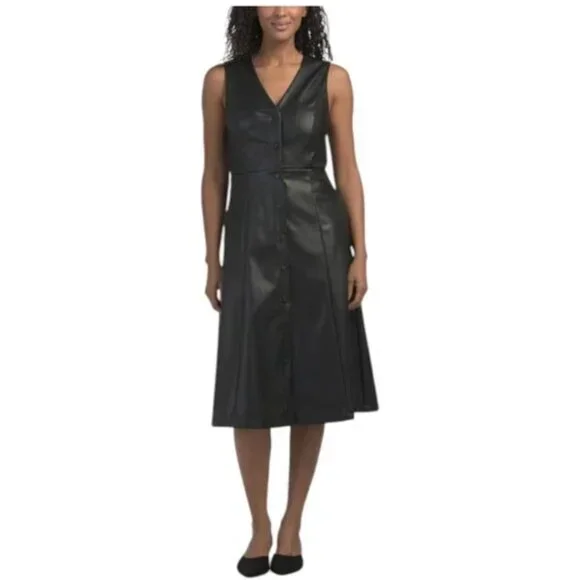 8 Steve Madden Bridgette Vegan Leather A-line Dress - Picture 7 of 10